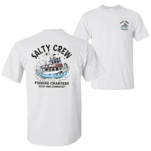 SALTY CREW Fishing Charters T-Shirt, Offshore Boat Angler Graphic Tee, Soft Cotton Blend Ocean Apparel, Coastal Lifestyle Shirt for Men & Women, Fishing Gift