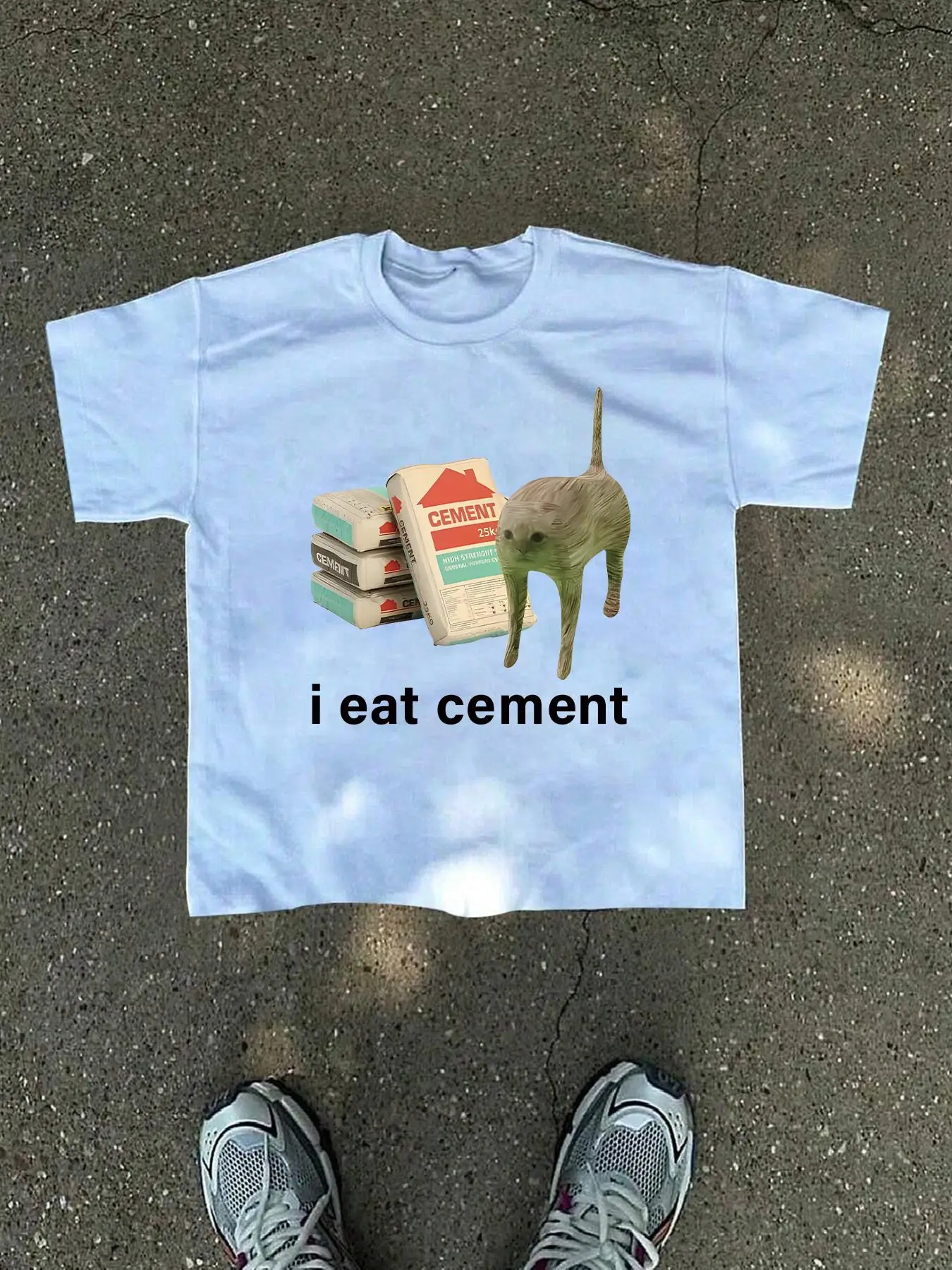 Unisex Men's Cat & Letter Print Round Neck Tee, Regular Fit Street Fashion Casual Short Sleeve T-shirt for Daily Wear, Men's Summer Clothes