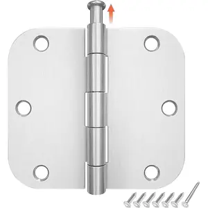 18 Pack Brushed Nickel Interior Door Hinges, 3.5 x 3.5 inch, 5/8 Radius, Satin Nickel 3 1/2 Interior Door Hinges, 3 "x 3" Silver Hardware Gold Rounded
