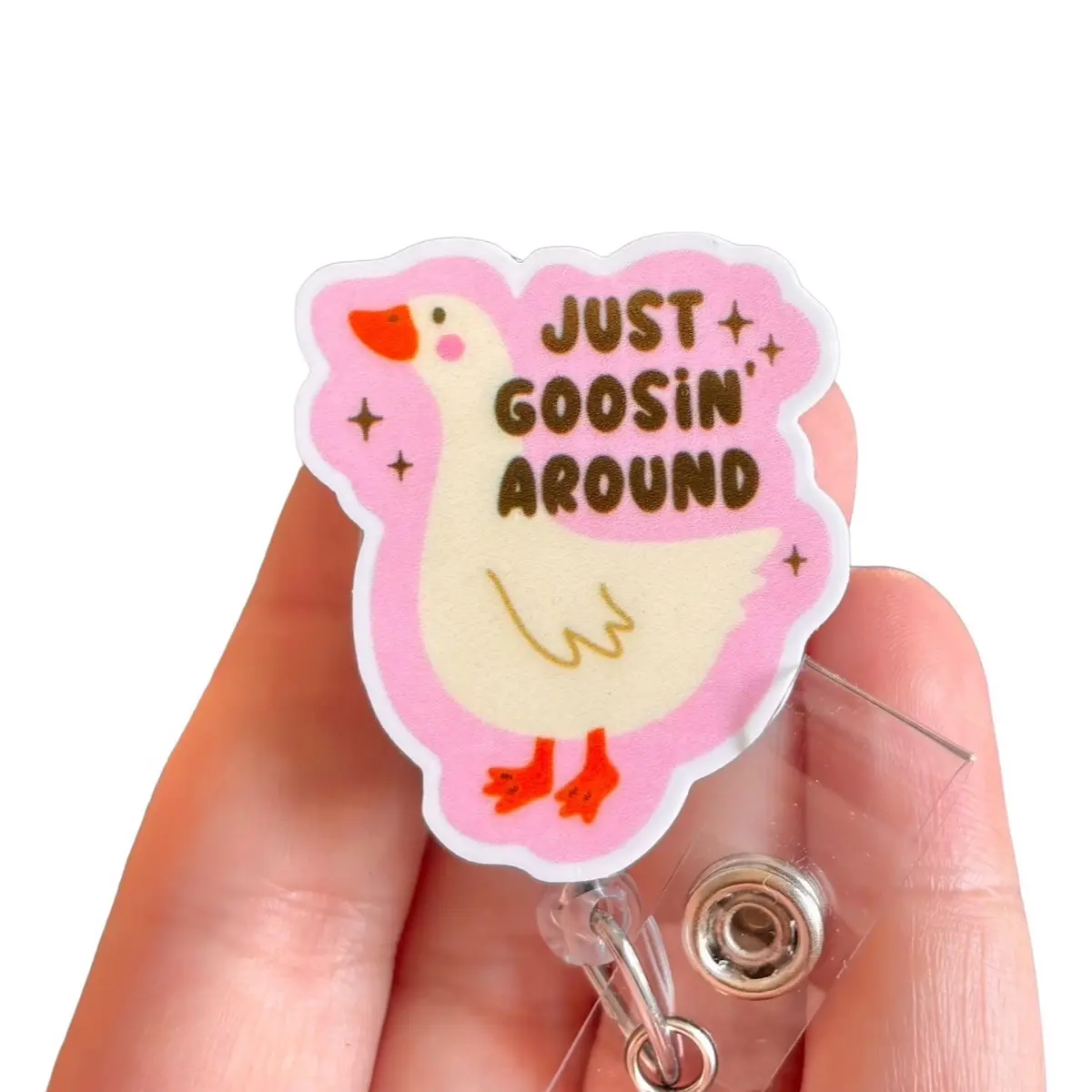 Glitter My Badge Silly Goose badge reel for nurse and hospital workers. Badge clip Badge pull - Retractable swivel clip with a 360 rotation. Great gift for coworkers.