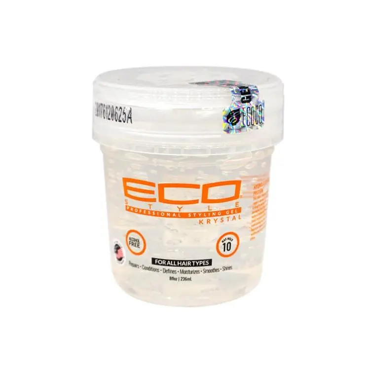 ECO Style Krystal Styling Gel, Maximal Hold Haircare Product with Wheat Protein, Alcohol-Free, Weightless for All Hair Types, 8 oz