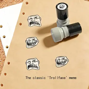 2pcs Classic Trollface Comic Expression Stamps, Portable Press Design, Fun Prank and Gag Gifts, Perfect for Notebooks and Presents