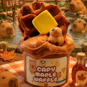 Capybara Maple Waffle Breakfast Slime  - Clay Waffle - Non-Sticky - Sensory