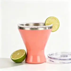 Margarita Thermos Cup with Lid, Cute Insulated Martini Glass, Stainless Steel Cocktail Cup, Keeps Drinks Cold, Leak-Proof, Shatterproof, Sweat-Proof, Suitable for Parties, Lovers, Holiday Gifts,Father's Day Gift