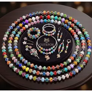 European Large Hole Beads, Assorted European Craft Beads Mixed Color Spacer Beads Large Hole Fairy Garden Bead for DIY Charms Bracelet Necklace Earring Jewelry Making Supplies