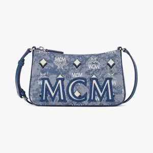 Pre-owned MCM Denim Shoulder Bags Mini Vintage Jacquard Shoulder Bag qiqicj6805
