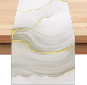 Grey  Marble Table Runner 13x72 Inch Modern Abstract Marble Texture Kitchen Dinning Table Decoration for Indoor Outdoor Home Party Decor