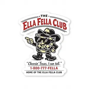 The Ella Fella Club Sitcker, Vintage Texas Western Cowboy Sticker