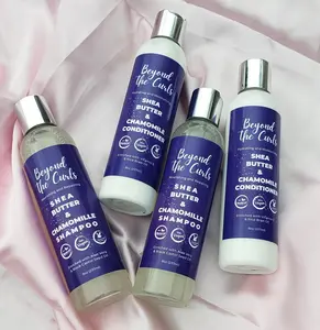 Beyond The Curls Shea Butter & Chamomile Shampoo & Conditioner Duo - All-Natural Vegan Haircare with Aloe Vera Rice Bran Oil & Vitamin E Cleansing Set