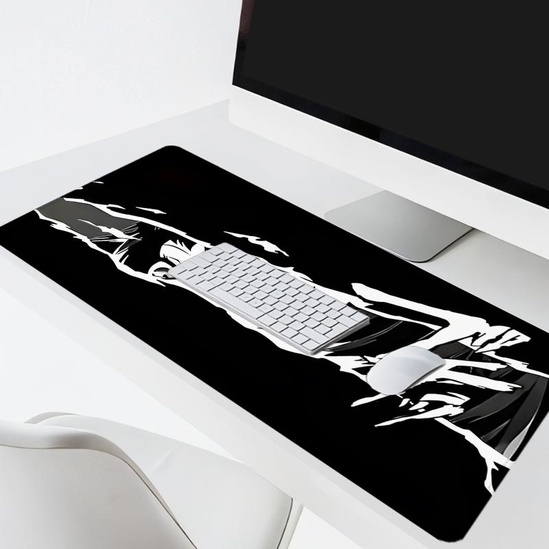 1pc Anime Eyes Gaming Mouse Pad Black and White Desk Mat Rubber Base with Stitched Edge Non-Slip Desk Accessories XL Large Extended Manga Art Keyboard pad for Office Home as Gifts for Men Women Friends