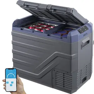 Portable Car Refrigerator Freezer Compressor 40L Dual Zone for Car and Home, 12V/24V DC Vehicle Cooler with Low Noise, Energy Efficient Portable Fridge for Road Trips, Camping, SUV and Truck