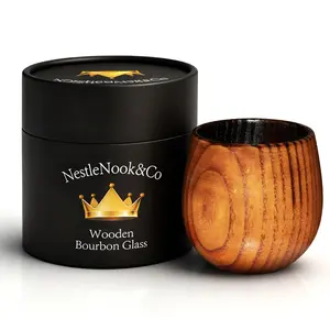 Vintage-style burnt wood bourbon whiskey , classic vintage leak-proof  water cup, cute skull jar obstacle set, men's gift, whiskey ice stones with mold, sublimation-coated plate, gold wine , Christmas stocking filler gift Charred Wooden Drinking Glass