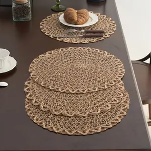 6pcs Wave Woven Placemats, American Country Vintage Non-Slip Table Mats, Perfect for Kitchen Dining Room Coffee Table Home Decor, All Seasons