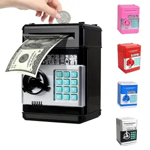 Funny cartoon password cash box piggy bank ATM safe cabinet music automatic money rolling savings jar deposit machine toy Decor Ornaments