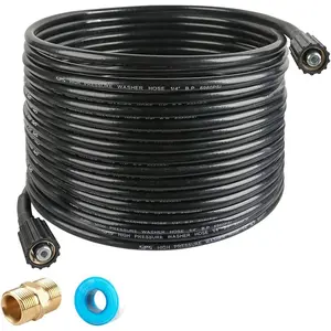Washer Hose 50 FT X 1/4 Inch, Replacement Power Washer Hose for  Brands, M22 14mm or M22 15mm Brass Thread, 3600 PSI