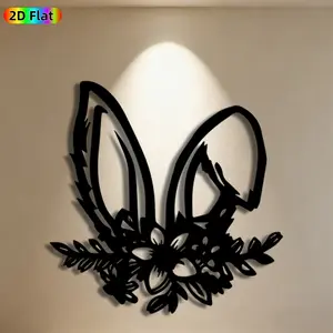 1pc Bunny Ear Metal Wall Art, Delicate Bunny Ear Statue Mural, Ideal Gift for Easter, New Year, Nature Decor Enthusiasts, Weather-Resistant Metal Wall Decor Wall Sculptures, Perfect for Living Room Wall & Garden Fence, Charming Seasonal Wall Ornament