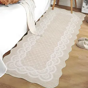 Garvee Home Decor Bathroom Beige Area Rug 2x6 Low Pile Printed Washable Hallway Runner Rug