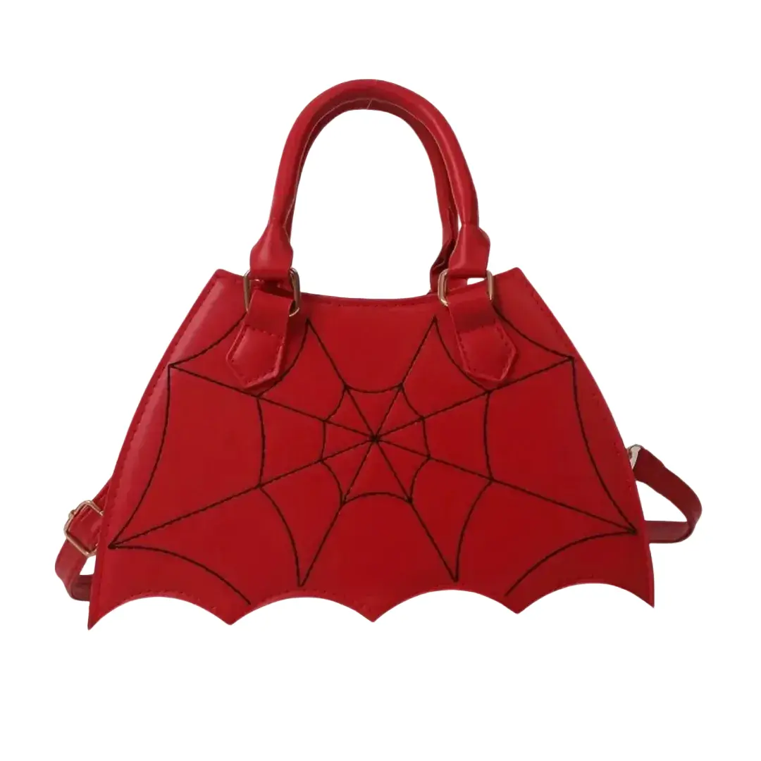 Mini Gothic Spider Web Hand Bag - Red