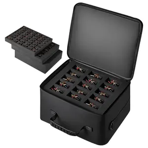 Miniature Storage Carrying Case For Figures And Mini Models, Fits 1:500-1:750 Scale Figures, Portable Transport Bag With Adjustable Shoulder Strap, Three Foam Layer Dividers For Large Capacity, Durable Exterior, Minis Not Included