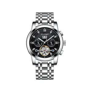 Men's Fully Automatic Precision Luminescent Self-Luminous Mechanical Tourbillon Watch - Waterproof, Luminous Calendar, Moon Phase, Day-Date-Month Display for Business Use, Luminescent Mechanical Watches, Precision Mechanical Watches