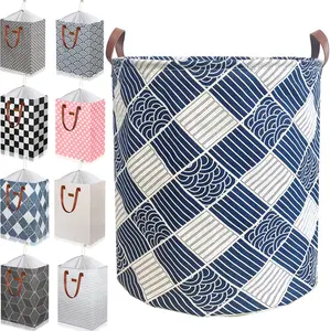 Waterproof Laundry Hamper in Family Leather Handle Laundry Basket in Dormitory Collapsible Laundry Bag in Nursery (91-Satisfied laundry hampers)