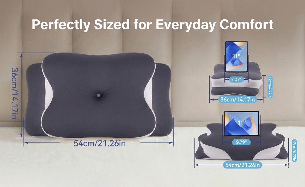 Memory Neck Pillow, Adjustable Ergonomic Memory Foam Neck Pillows, Cervical Support, Breathable & Removable Pillowcase, Mother's Gift