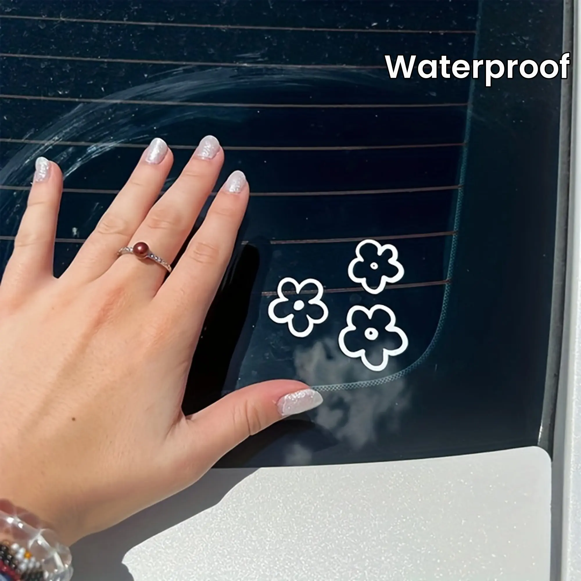 3PCS Flower design car mirror bumper decoration stickers and sticker accessories