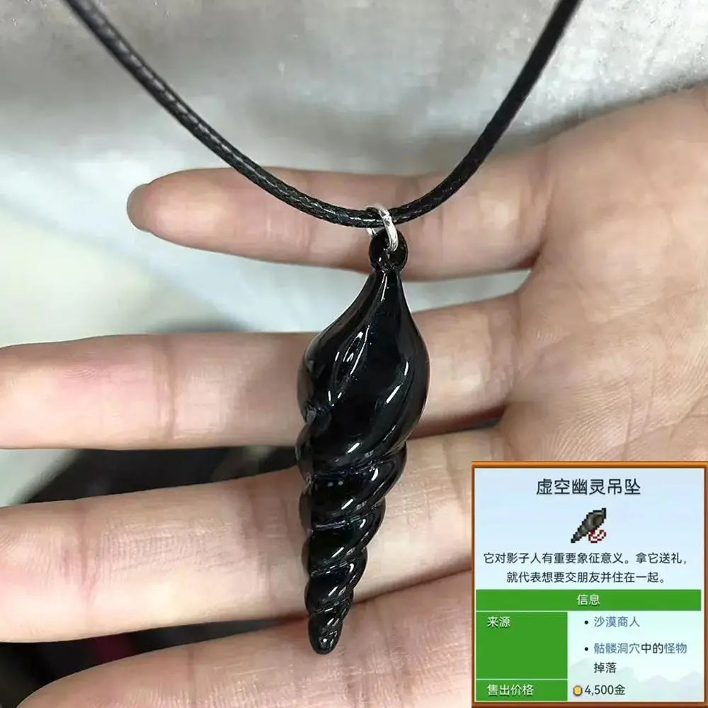 Game Stardew Valley Void Ghost Pendant Cosplay Necklace Unisex Black Conch Shaped Clavicle Chain Choker Jewelry Accessories