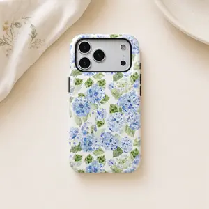 Blue Hydrangea Girly Aesthetic Summer Spring Flowers Fashion Cute 2 in 1 Phone Case with Durable, Shock Absorbing and Stylish Design. Compatible with Iphone 11, 12, 13, 14, 15 16 17 Pro Max and Pro Plus Series A creatively designed new phone case, perfec,