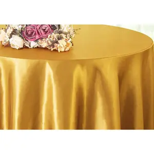 120" Seamless Round Heavy Duty Satin Tablecloth - Gold (1pc)