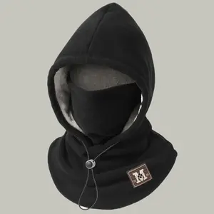 Autumn Winter Warm Integrated, Unisex Outdoor Fleece Lined Cap, Windproof Cold-Proof Cycling Mask Ear Neck Protector, Outdoor Work Hat