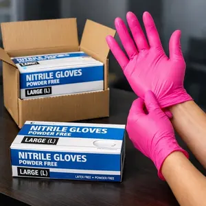 102/1000 Light Pink Nitrile Disposable Gloves, 4.62 Mil, Good Touch, Powder-Free - With Latex-like Experience, Suitable for Tattooing, Hairstyling, Handicrafts, Playing with Pets, Washing Dishes, Daily Household Cleaning, Practical for Life, Ideal fo