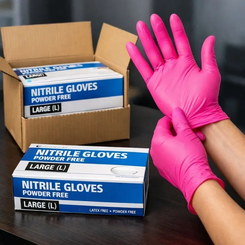 102/1000 Light Pink Nitrile Disposable Gloves, Non Medical Gloves, 4.62 Mil, Touch, Powder-Free - With Latex-like Experience, Suitable for Tattooing, Hairstyling, Handicrafts, Playing with Pets, Washing Dishes, Daily Household Cleaning