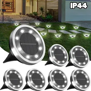 5/7 Pack Solar Ground Mini Lights | IP44 Waterproof Outdoor Disk Lights for Garden Pathway, Yard, Patio, Lawn & Walkway / Bright LED Landscape Lawn Lighting