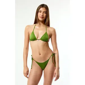 Pacsun Women's Green Summer Shine Triangle Bikini Top