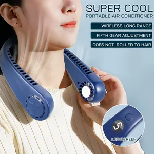 4000mAh Neck Hanging Fan Cooling Air Cooler Portable Little Air ConditionerWhite Mobile Usb