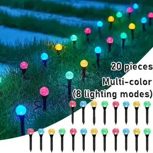 20pcs Solar Crystal Garden Lights Outdoor Commercial Lighting Street Lamps 8 Lighting Modes Auto-Off During Daylight, Auto-On at Night Ideal for Decorative Lighting in Malls, Commercial Streets, Garages, Restaurants, Sidewalks