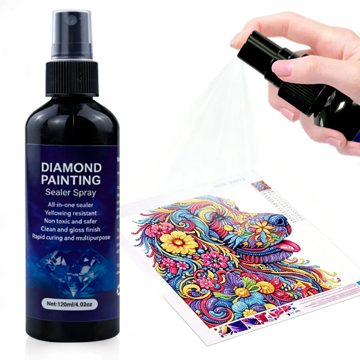 120ml Multi-Functional Diamond Art Sealer Spray, Long-Lasting Gloss Fixative, Non-Toxic, Prevent Diamond Falling Off & Improve Sparkle