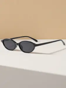 Women's Retro Narrow Oval Sunglasses, Y2K Style Thin Frame Cat Eye Glasses, Fashionable Beach Party Daily Wear Eyewear