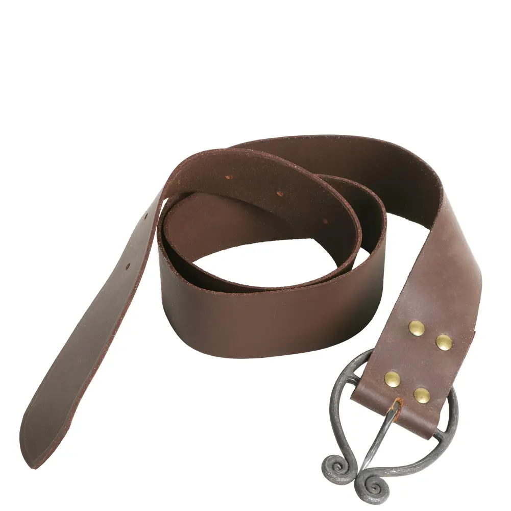 Brown Dark Age Medieval Leather Belt Hand Forged Iron Buckle Renaissance Costume