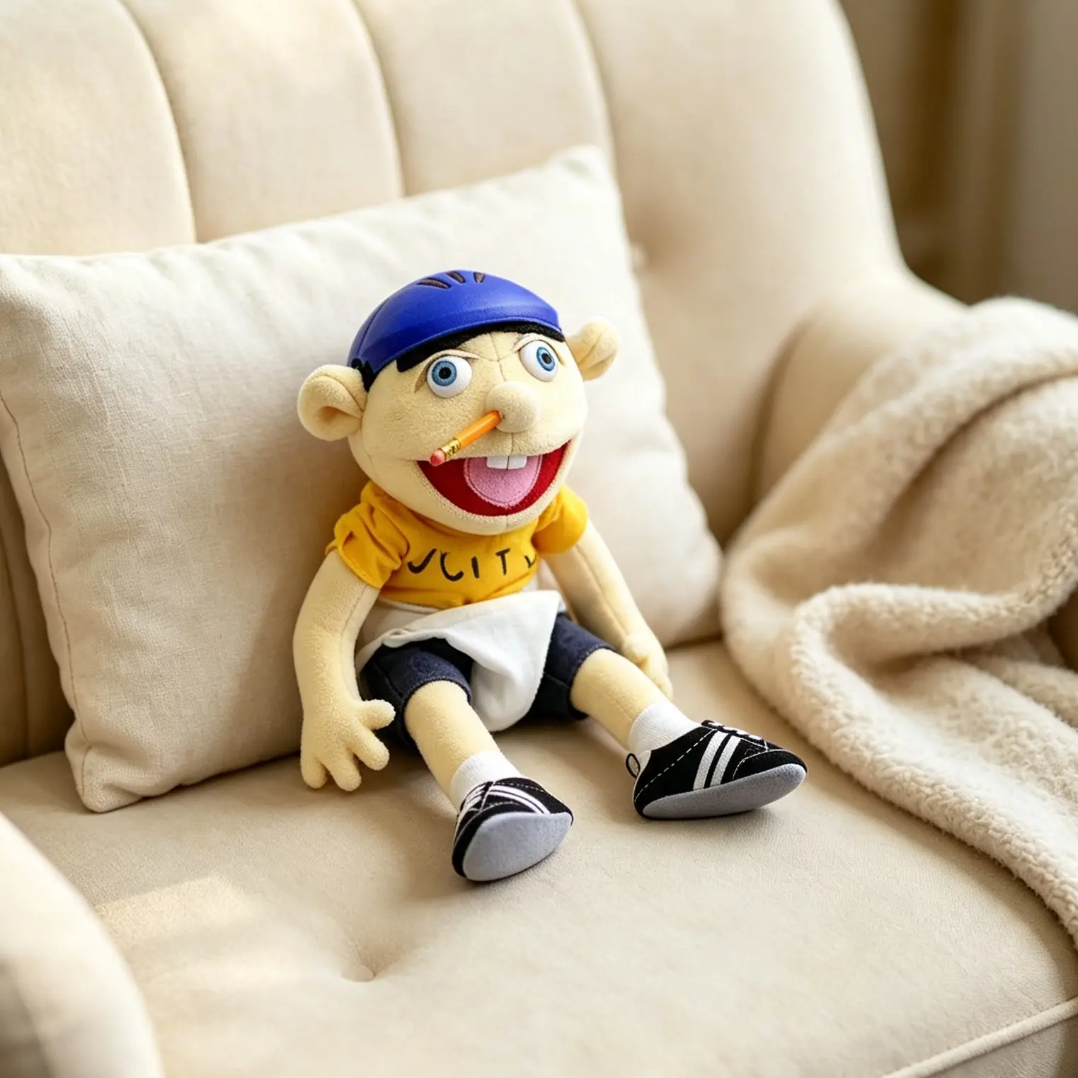 Jeffy plush toy storytelling interactive birthday gift, mouth opening plush toy character
