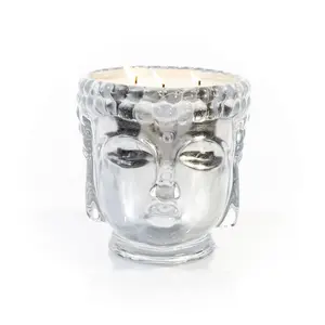 Thompson Ferrier Supernova Pure Silver Clear Glass Buddha Candle with Swiss Givaudan Aroma for Modern Luxury Home Decor Scented Perfume Hand-Sculpted Hand-Poured 3 Wicks Elegant Design - Fragrance