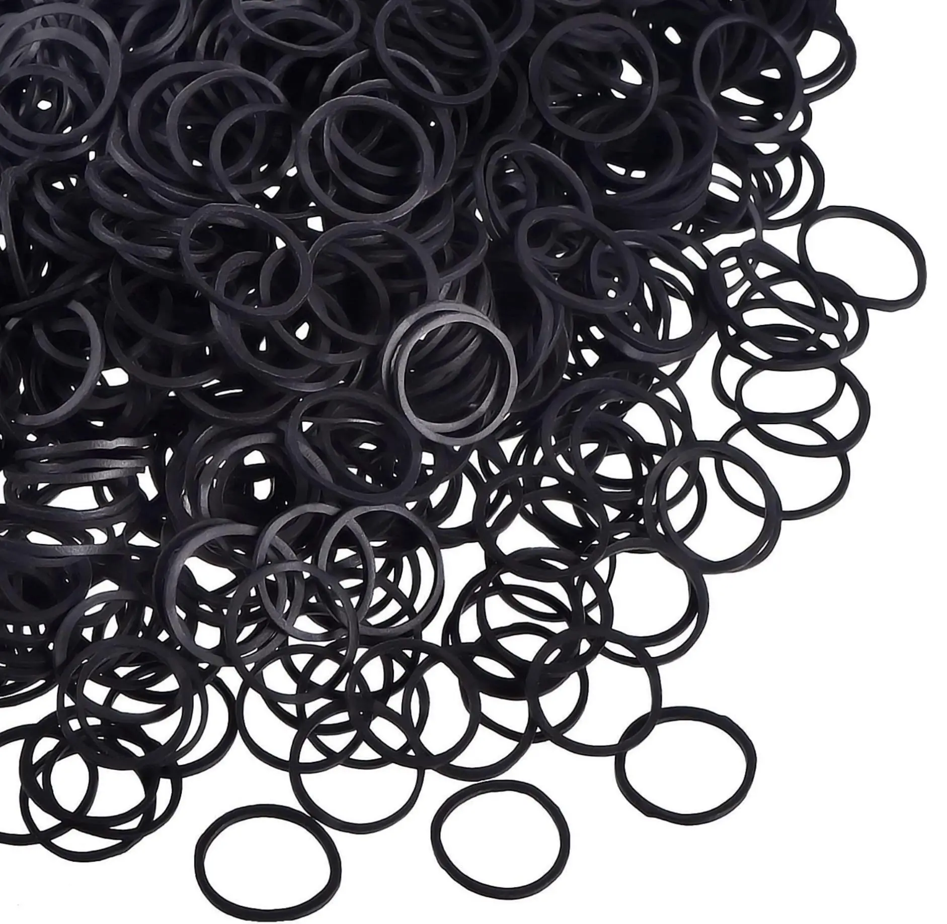 Mini Rubber Bands for Hair Braids, 1.5 cm, 1000 Count, Black