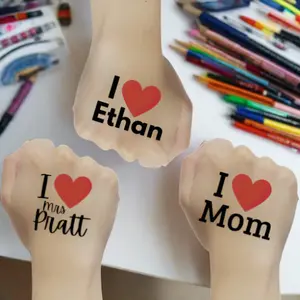 I Love "My Teacher" Personalized Temporary Tattoos