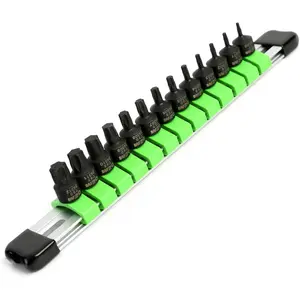 24293 Stubby Torx Bit Socket Set, 13 count Torx Set 1/4" Drive for Tight Space Fastener Removal, Includes Sizes T7-T50