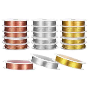15 Rolls 5 Size Jewelry Wire for Jewelry Making,18/20/22/24/26 Gauge Copper & Stainless Steel Bendable Tarnish-Resistant Beading Wire for Crafts Engraving Pliers
