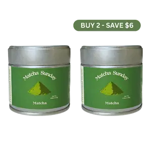 Matcha Sunday Ceremonial Grade Matcha Powder (30g) - Pack of 2 - Traditional Green Tea, Smooth, Vibrant, Savory, Stone Grind