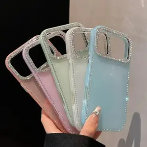 Luxury Double Sided Bling Diamond Frosted Hard Phone Case Cover For iPhone 17 16 15 14 13 12 Pro Max Plus 11 With Large Camera Hole