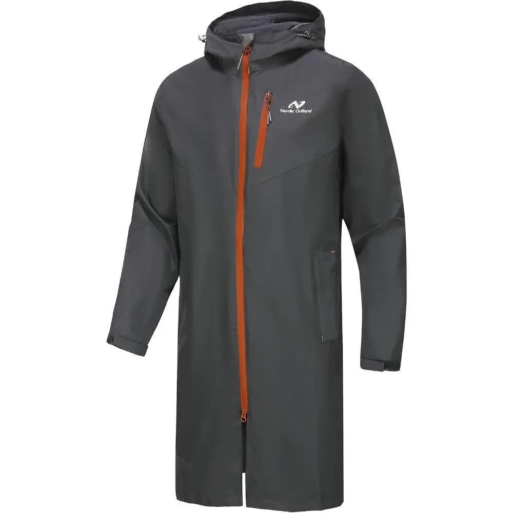Men's Waterproof Hiking Jacket, Hooded 2-Layer Tech Fabric Windbreaker with Sealed Seams, Breathable for Outdoor Sports, Polyester, Cooling