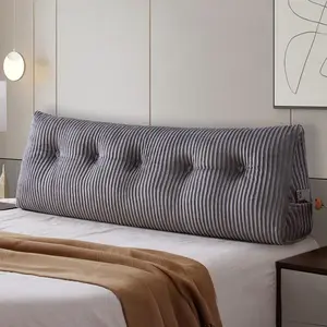 Large Headboard Pillow, Headboard Wedge Pillow Bed Rest Reading Pillow Bolster Triangular for Sitting in Bed-Backrest Positioning Support Long Pillow for Daybed (:59x8x20 Inches,Grey)